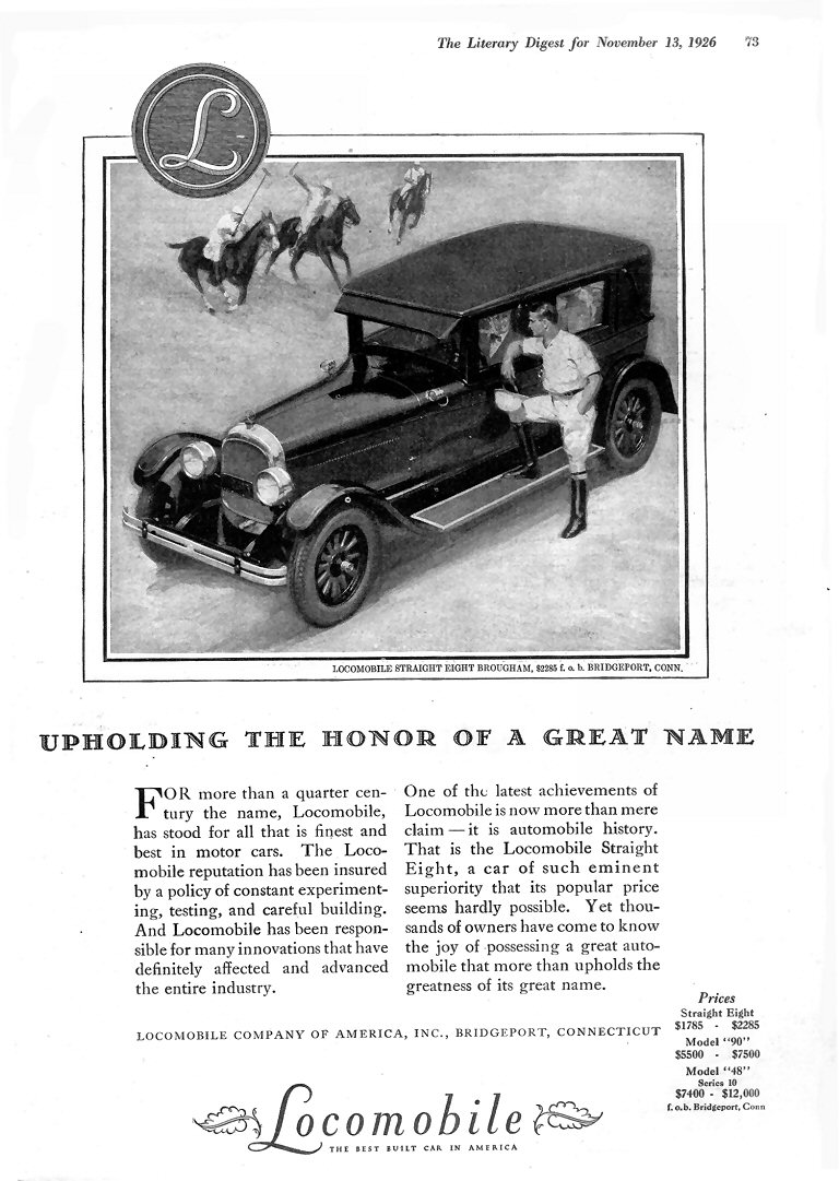 1927 Locomobile Auto Advertising